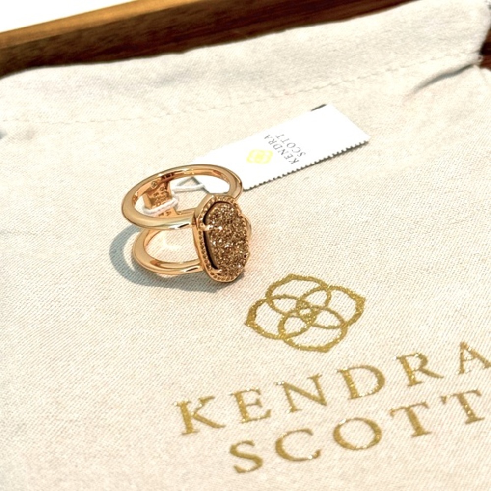 NEW Kendra Scott Elyse Rose Gold Ring in Rose Gold Drusy